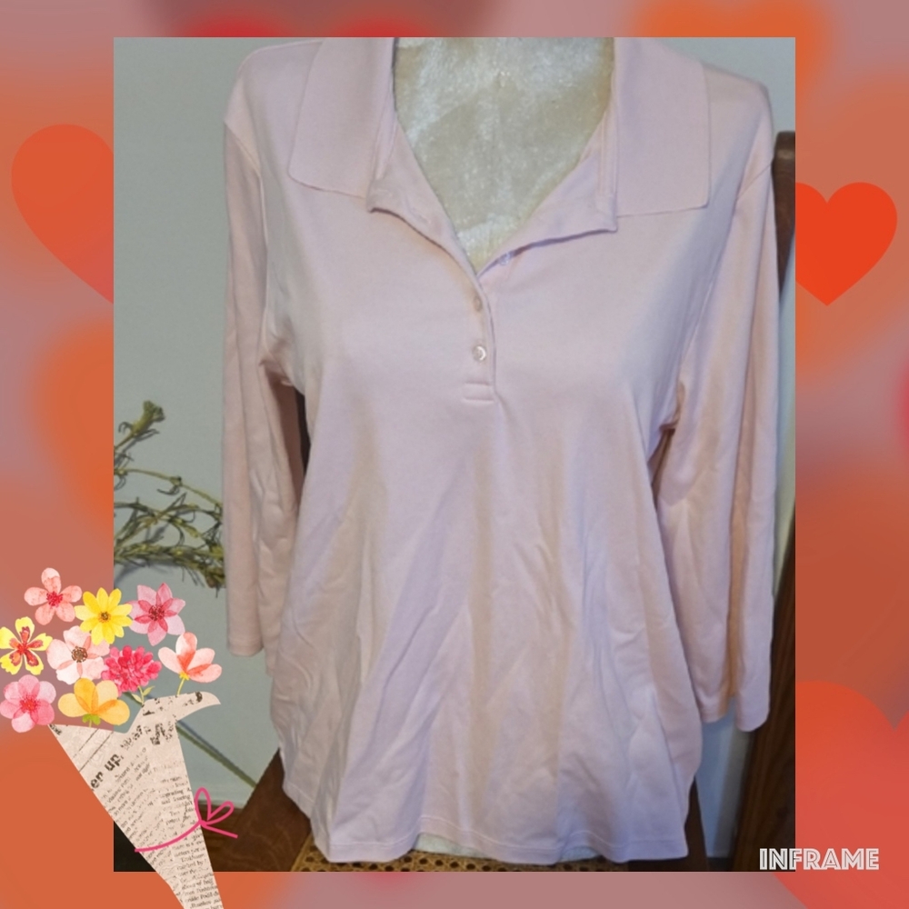 Lands' End Pale Pink  Polo Top